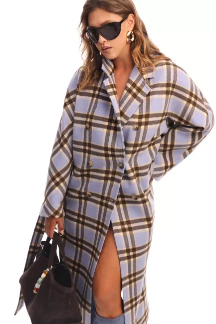 Пальто с принтом клетка на рост 172