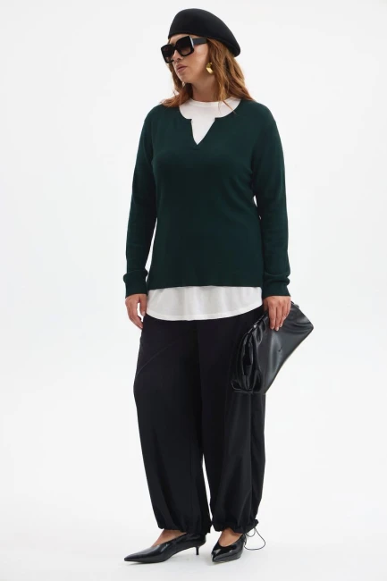 Джемпер комбинированный двуслойный – фото – Plus Size 50–64 – Моно-Стиль