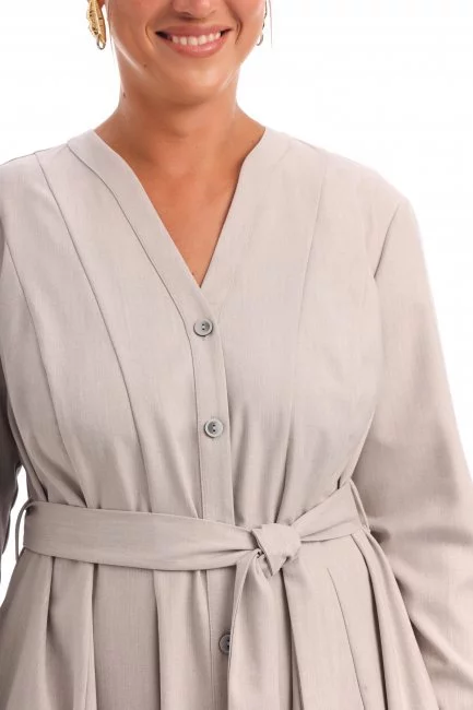 Платье из костюмной ткани на пуговицах с расклешенной юбкой