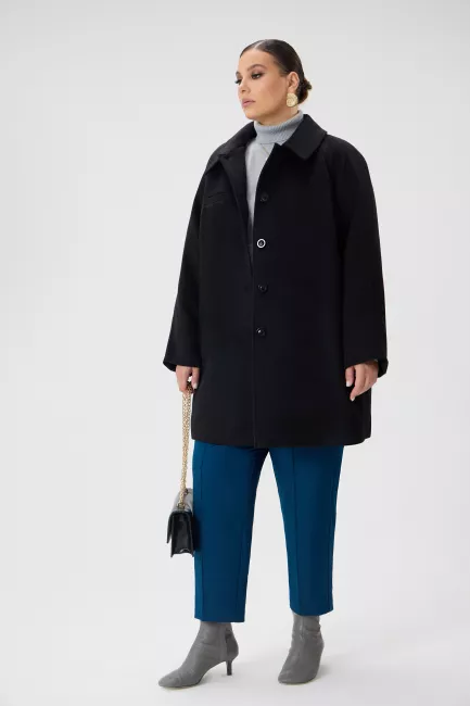 Полупальто черного цвета с рукавом реглан