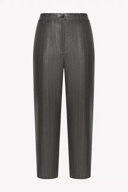 Укороченные брюки с металлизированным блеском и принтом