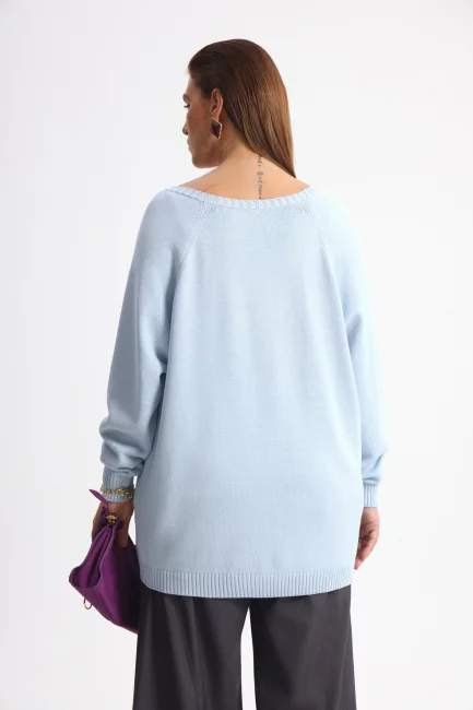 Голубой пуловер из смесовой вискозы