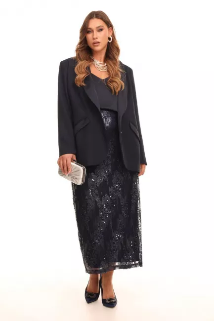 Юбка карандаш с пайетками и шелковой подкладкой