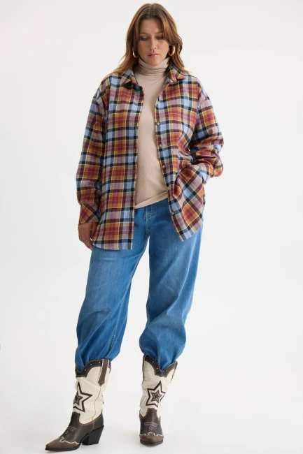 Фланелевая рубашка в голубую клетку – фото – Plus Size 50–64 – Моно-Стиль
