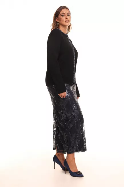 Черный кардиган из плотного трикотажа с декоративной отделкой