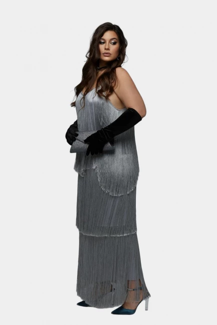 Платье на лямках и с бахромой – фото – Plus Size 50–64 – Моно-Стиль