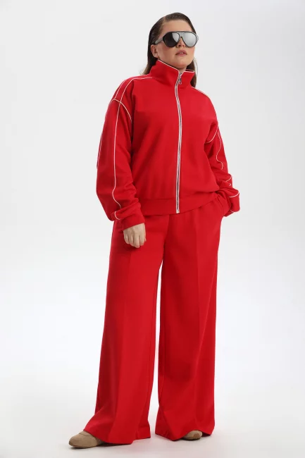 Красные брюки палаццо трикотаж