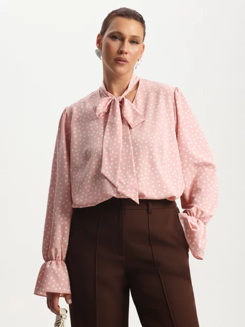 Блузка из поливискозы с принтом горох