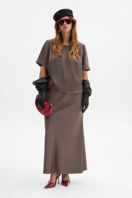 Юбка годе из шелка с баской – фото – Plus Size 50–64 – Моно-Стиль
