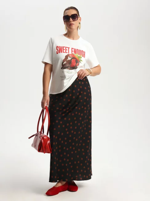 Юбка слип с принтом горох