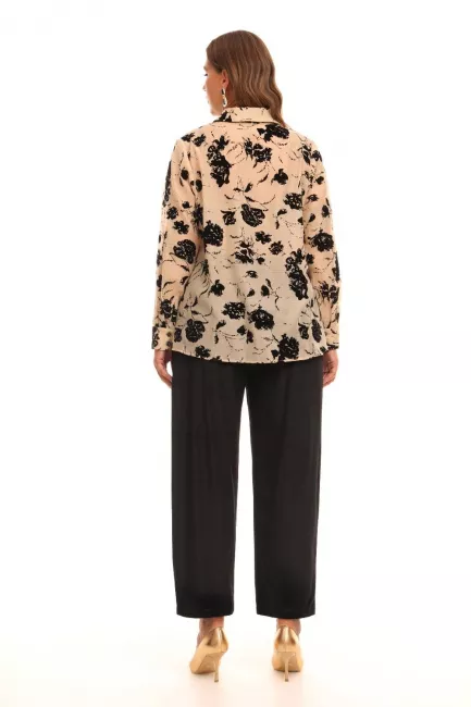 Блузка с набивным бархатным принтом