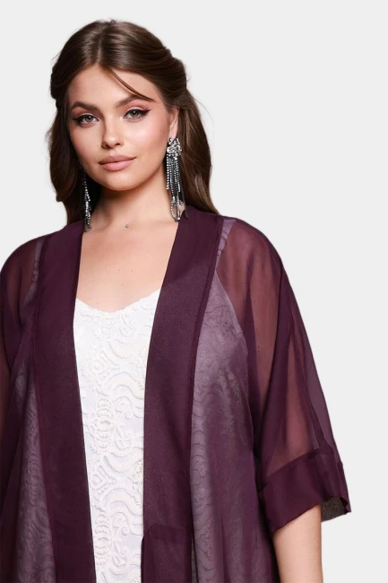 Блуза кимоно из шифона на запа́хе – фото – Plus Size 50–64 – Моно-Стиль