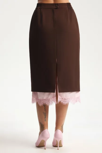 Юбка карандаш с подкладкой и кружевом