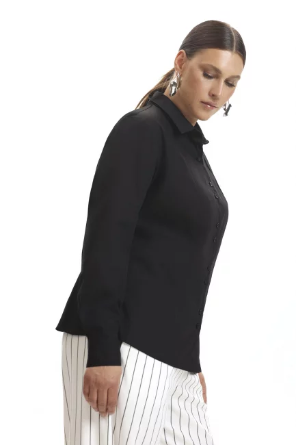 Рубашка из slim черного цвета на рост 164