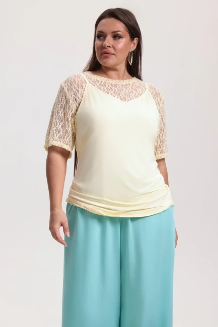 Комплект футболка из кружева и топ – фото – Plus Size 50–64 – Моно-Стиль