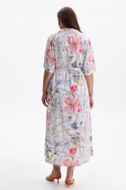 Платье рубашка макси из вискозы с принтом – фото – Plus Size 50–64 – Моно-Стиль