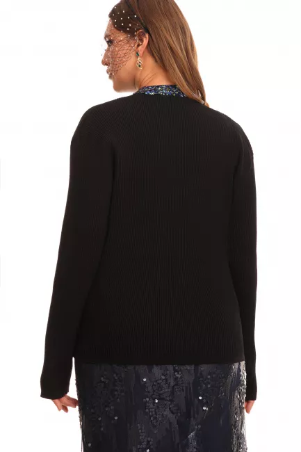 Черный кардиган из плотного трикотажа с декоративной отделкой