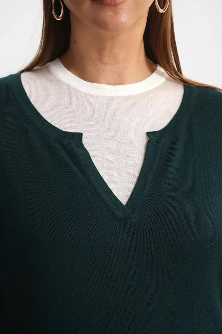 Джемпер комбинированный двуслойный – фото – Plus Size 50–64 – Моно-Стиль