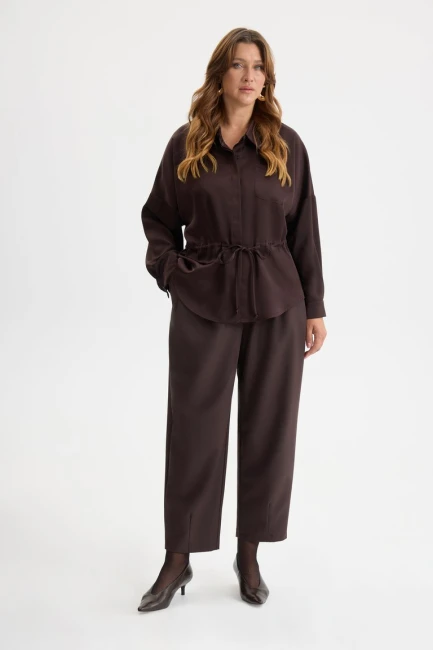 Блузка с длинным рукавом в стиле сафари – фото – Plus Size 50–64 – Моно-Стиль