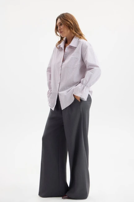 Брюки палаццо на рост 172 темно-серого цвета – фото – Plus Size 50–64 – Моно-Стиль