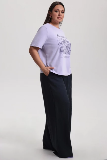 Футболка с рибаной и принтом – фото – Plus Size 50–64 – Моно-Стиль