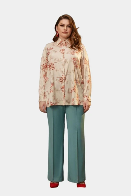 Брюки клеш мятного цвета – фото – Plus Size 50–64 – Моно-Стиль