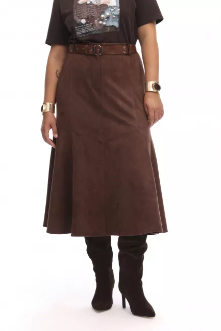 Юбка годе из экозамши длиной макси