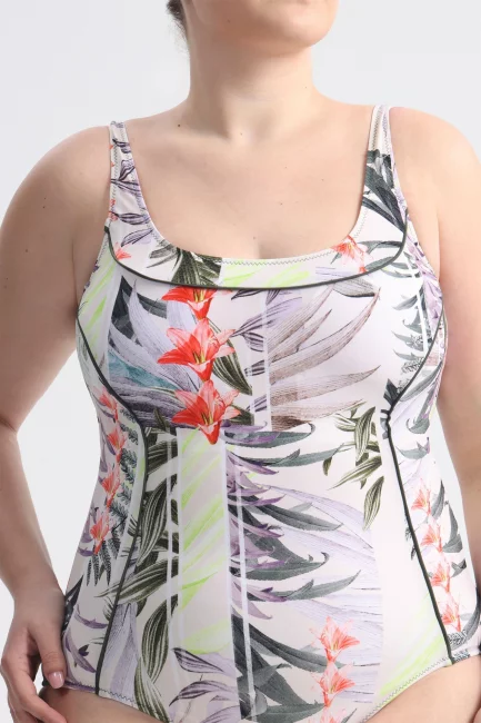 Купальник майо на корсетной основе с принтом