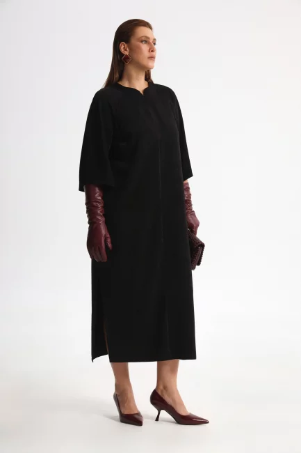 Платье кимоно макси с разрезами и напылением