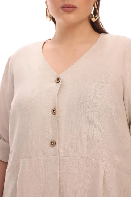 Платье изо льна с расклешенной юбкой – фото – Plus Size 50–64 – Моно-Стиль