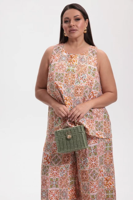 Топ американка с драпировкой на спинке и принтом – фото – Plus Size 50–64 – Моно-Стиль