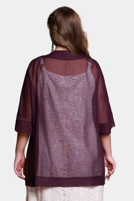 Блуза кимоно из шифона на запа́хе – фото – Plus Size 50–64 – Моно-Стиль