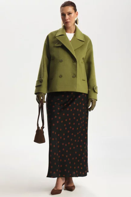 Полупальто двубортное с лацканами