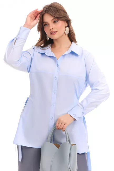 Рубашка приталенного силуэта с боковыми поясами