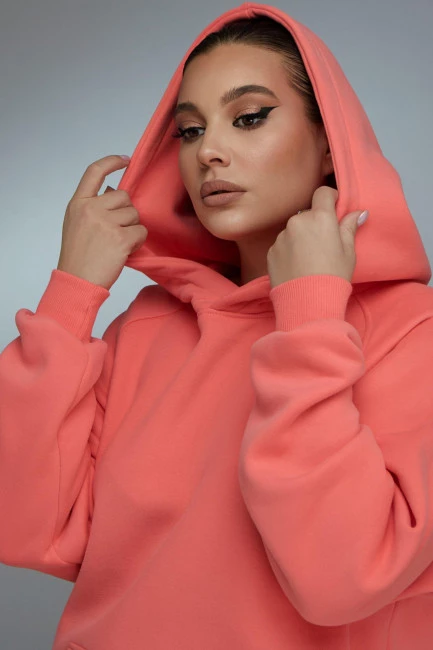 Розовое худи  relaxed fit с утеплителем