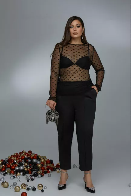 Лонгслив сетка с принтом сердечки