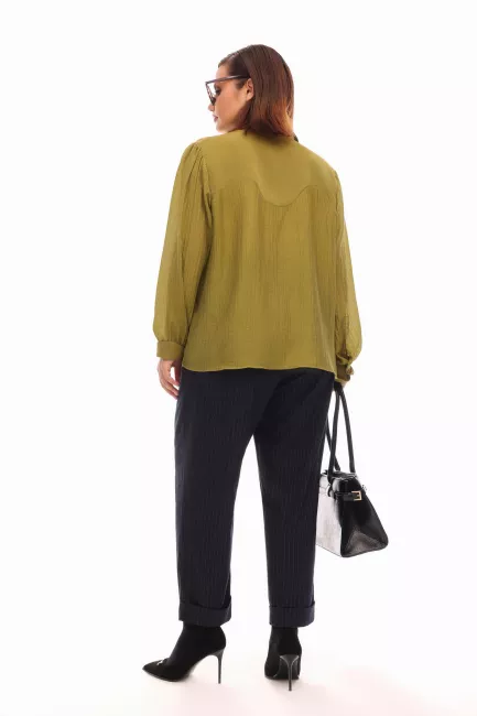 Блузка комбинированная из тенселя и вискозного шелка