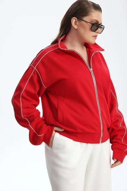 Свитшот с воротником стойка и палаццо – фото – Plus Size 50–64 – Моно-Стиль
