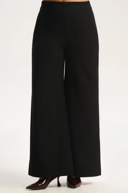 Брюки палаццо черного цвета из смесовой шерсти