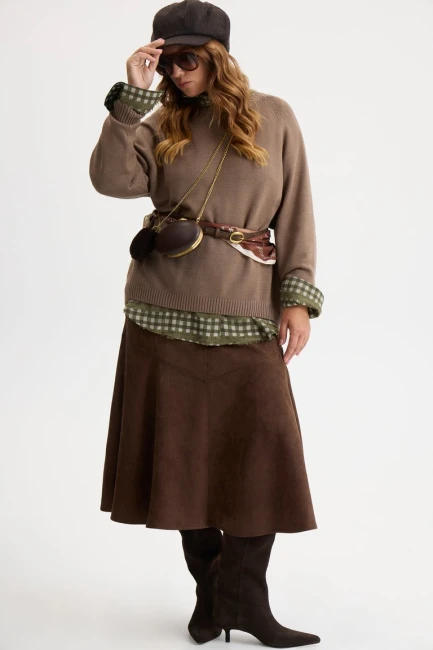 Джемпер с круглым вырезом из вискозы – фото – Plus Size 50–64 – Моно-Стиль