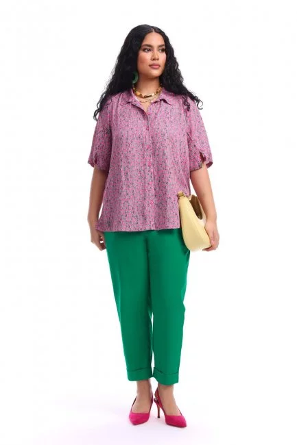 Зеленые брюки relaxed fit из хлопка с подворотом
