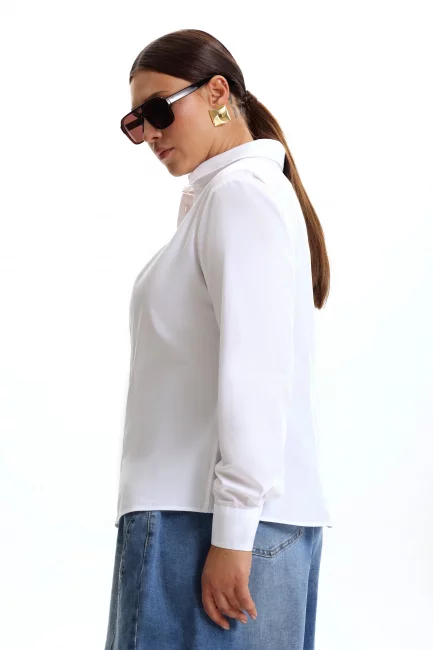 Рубашка slim из смесового белого хлопка на рост 172