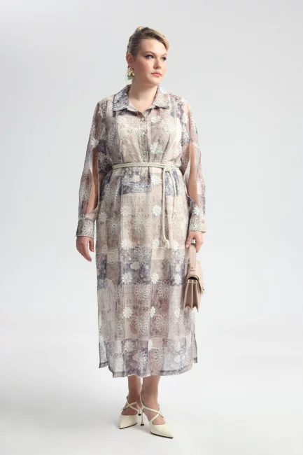 Платье с разрезами из тенселя с пайетками