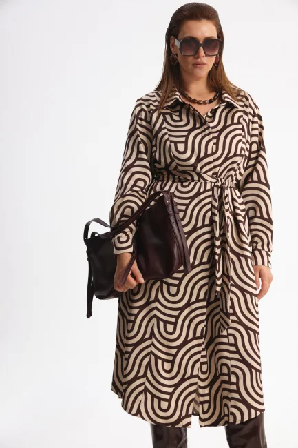 Платье рубашка из поливискозы с принтом