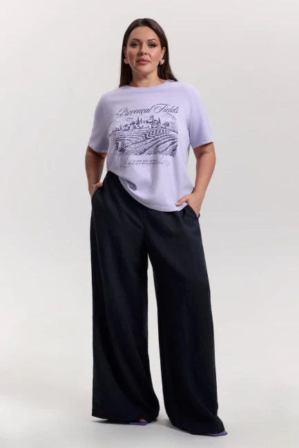 Футболка с рибаной и принтом – фото – Plus Size 50–64 – Моно-Стиль