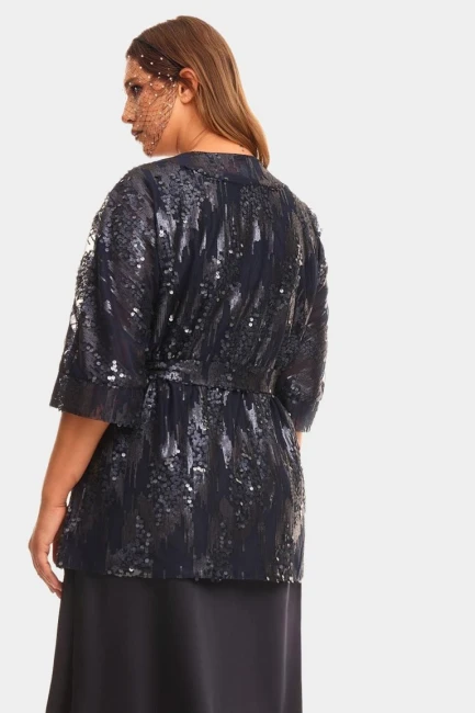 Блуза кимоно с пайетками на подкладке сетка – фото – Plus Size 50–64 – Моно-Стиль