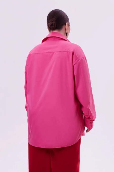 Рубашка relaxed fit из хлопка в оттенке фуксия