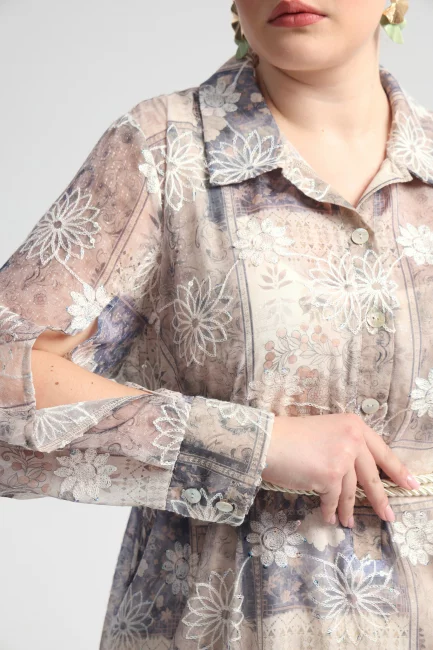 Платье с разрезами из тенселя с пайетками