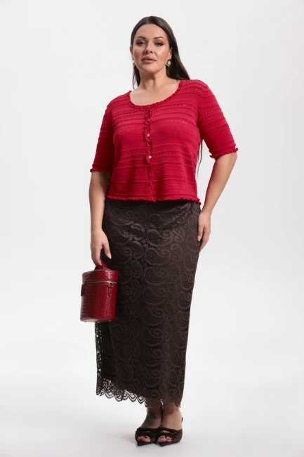 Юбка карандаш макси из кружева на подкладке – фото – Plus Size 50–64 – Моно-Стиль