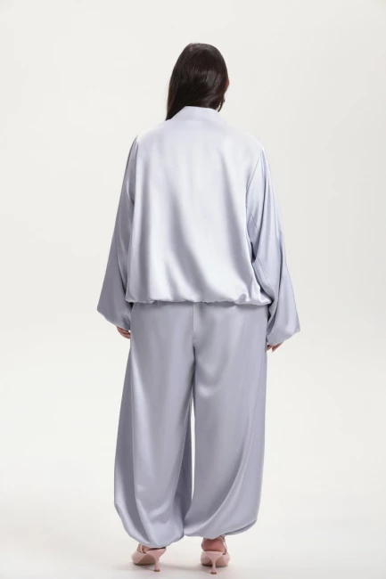 Брюки баллоны из серой поливискозы – фото – Plus Size 50–64 – Моно-Стиль